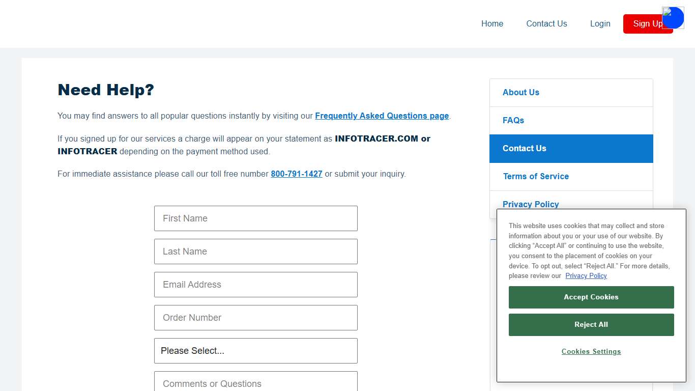 Contact Us - InfoTracer.com